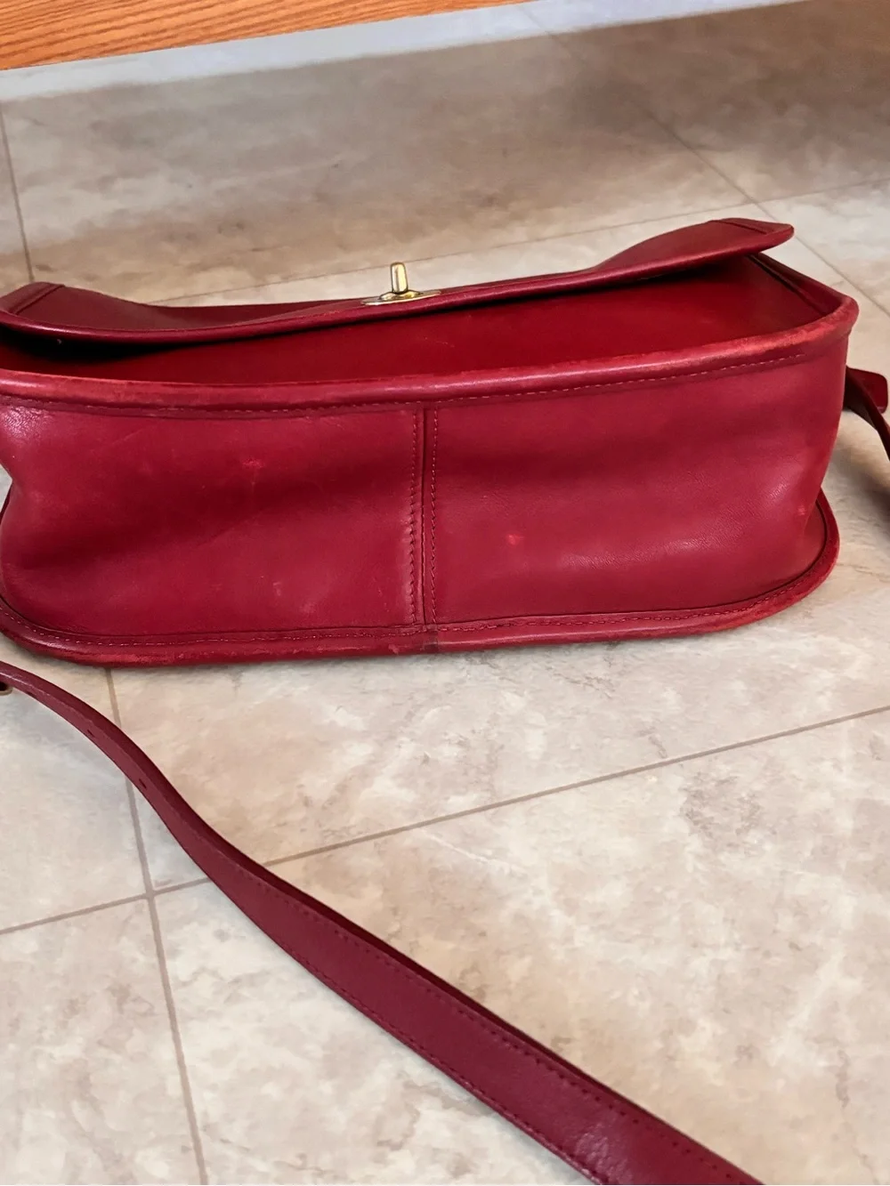 Vintage Coach 9790 Red  City Crossbody Bag Nickel Turn Lock - Picture 15 of 16